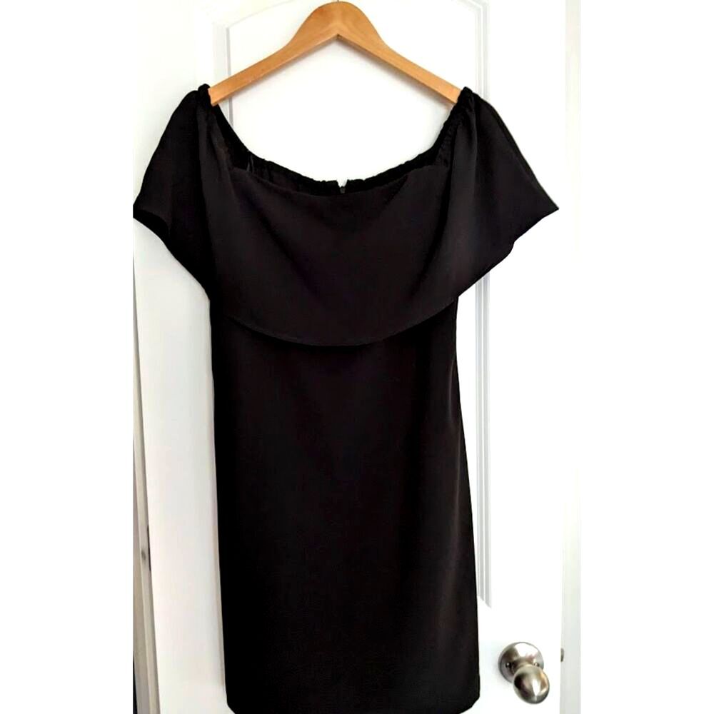 Women's Charles Henry Off the Shoulder Ruffle Black Mini Dress Size Small